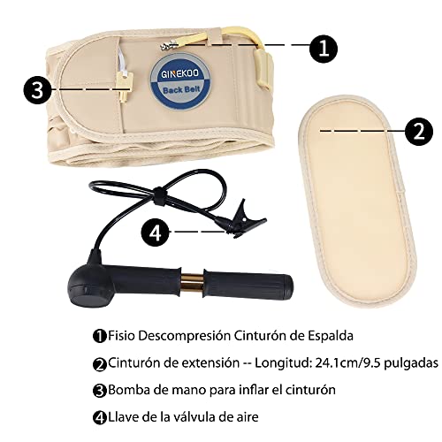 GINEKOO - Cinturón de espalda de descompresión física para alivio del dolor de espalda baja, apoyo de espalda y cinturón de tracción lumbar (cintura de 29 a 49 pulgadas)
