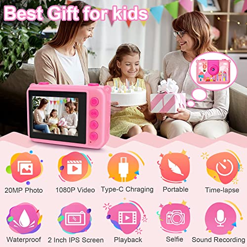 GKTZ - Cámara de Fotos Infantil Impermeable con vídeo de acción submarina para niños, cámara Selfie Digital con Juegos de 3 a 10 años, niñas, niños, Regalo, Juguete con Pantalla de 2 Pulgadas