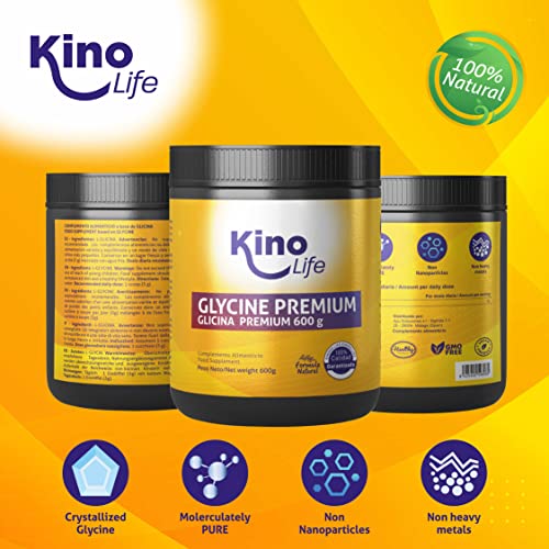 GLICINA PREMIUM 600 g 100% PURA .Cristalizada | Sin Nanopartículas | Regenerador Del Colágeno |Prevención De Lesiones Musculares | Promueve El Sueño Reparador | Non OGM | En polvo
