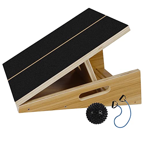 Glintoper Tabla inclinada de madera profesional, tabla inclinada ajustable, para el tobillo, capacidad de peso de 204 kg, tabla de estiramiento antideslizante para oficina en casa, asa lateral