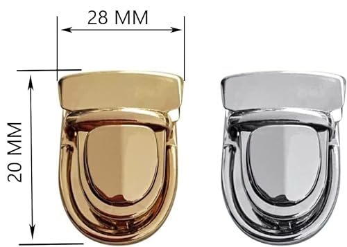 GNAUMORE Cierres para Bolsos y Carteras Set,8 PCS Broches De Bloqueo Gire la Cerradura Cerradura Decorativa Cierre de Metálico,Cierres para Bolsos de Cuero,Cierre de Bolsos Metalicos(Plata y Dorado)