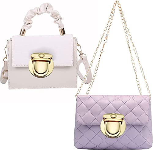 GNAUMORE Cierres para Bolsos y Carteras Set,8 PCS Broches De Bloqueo Gire la Cerradura Cerradura Decorativa Cierre de Metálico,Cierres para Bolsos de Cuero,Cierre de Bolsos Metalicos(Plata y Dorado)