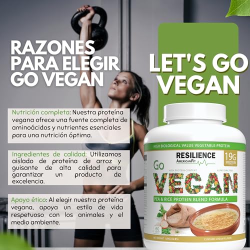Go Vegan 1.8kg|Proteína Vegana de Guisante|Proteina Arroz|Sabor Natillas|Proteína Vegana | Proteína Vegetal | Proteínas Veganas para Nutrición Óptima y Rendimiento Superior.
