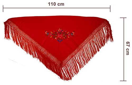 Gojoy shop - Disfraz de sevillana flamenco para niña, contiene: vestido, mantón y accesorios. (3 colores y 5 tallas diferentes.) (ROJO, 6)