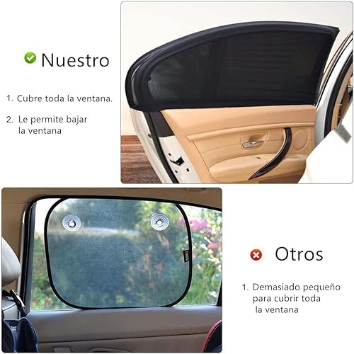 GOLDGE 2PCS Parasol Infantil de Coche, 110 x 50cm Parasoles con Protección UV para Niños, Bebe y Mascotas, Fácil instalación Lateral Ventana