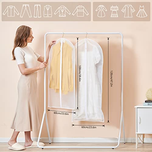 GoMaihe Fundas de Ropa 12 PCS, 60 x 120 / 100cm Bolsa de Traje Transparente Bolsas de Ropa, Repelente al Agua, Blanco