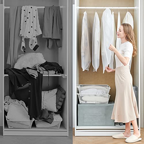 GoMaihe Fundas de Ropa 12 PCS, 60 x 120 / 100cm Bolsa de Traje Transparente Bolsas de Ropa, Repelente al Agua, Blanco