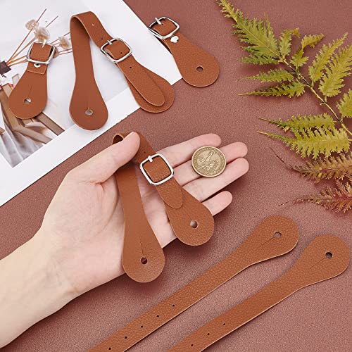 GORGECRAFT 4 Correas de Piel para Espuelas, Correa Ajustable para Botas, Hombre Occidental, Mujer, Correas de Espuelas de Piel de Una Sola Capa con Cierre de Aleación de Zinc, Chocolate