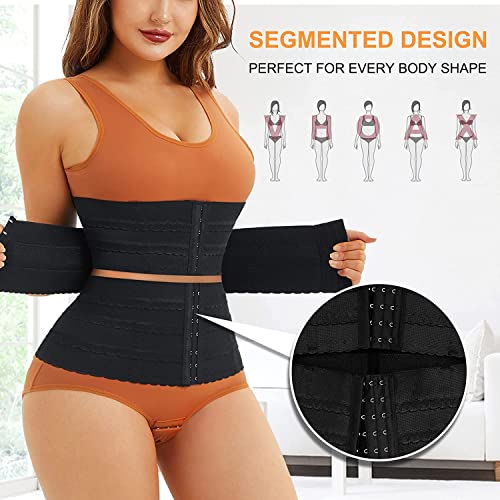 Gotoly Fajas Reductoras Mujer Abdomen Waist Trainer Corset Reductor Entrenador de Cintura Faja Moldeadora Corsé Control de Barriga (S, Negro)