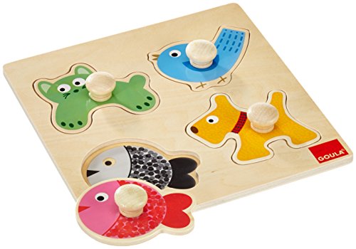 Goula - Puzzles animales domésticos, Encajable de madera a partir de 1 año