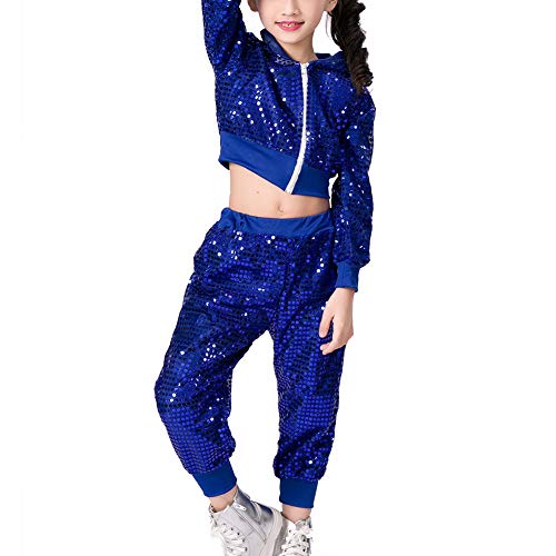 Gtagain Disfraz Moderno Lentejuelas Ropa - Competencia Baile Niños Niñas Lentejuelas Hip Hop Traje de Calle Conjunto de Ropa de Baile Jazz Moda Fiesta