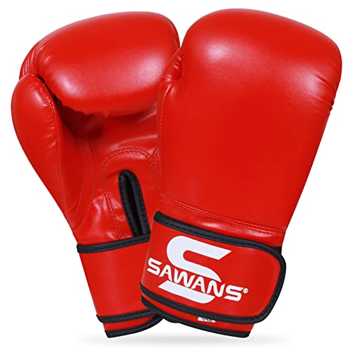Guantes de Boxeo para Hombres, Mujeres, niños, Kickboxing, Artes Marciales, Artes Marciales, Saco de Boxeo Pesado, Guantes para Adultos, 4,6,8,10,12,14,16 g, Muay Thai Junior (4 onzas, Rojo)