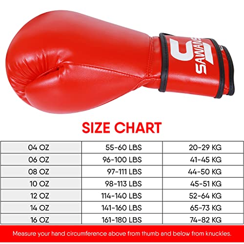 Guantes de Boxeo para Hombres, Mujeres, niños, Kickboxing, Artes Marciales, Artes Marciales, Saco de Boxeo Pesado, Guantes para Adultos, 4,6,8,10,12,14,16 g, Muay Thai Junior (4 onzas, Rojo)