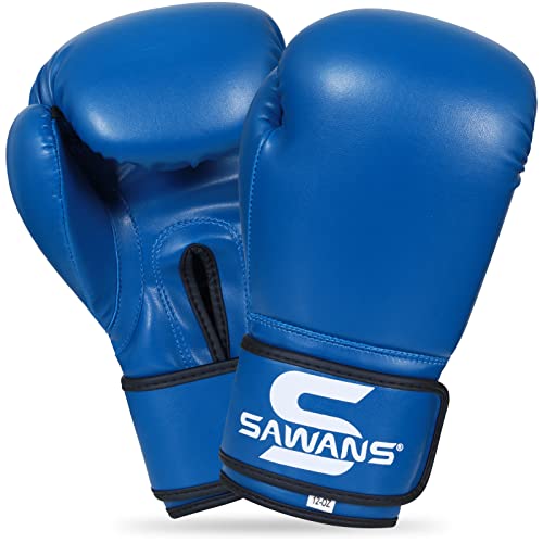 Guantes de Boxeo para Hombres y Mujeres, niños, Kickboxing, Artes Marciales, Artes Marciales, Sparring, Saco de Boxeo Pesado, Guantes para Adultos, 4,6,8, 10,12,14,16 g, Muay Thai (4 oz, Azul)