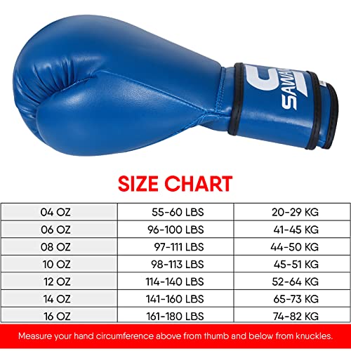 Guantes de Boxeo para Hombres y Mujeres, niños, Kickboxing, Artes Marciales, Artes Marciales, Sparring, Saco de Boxeo Pesado, Guantes para Adultos, 4,6,8, 10,12,14,16 g, Muay Thai (4 oz, Azul)
