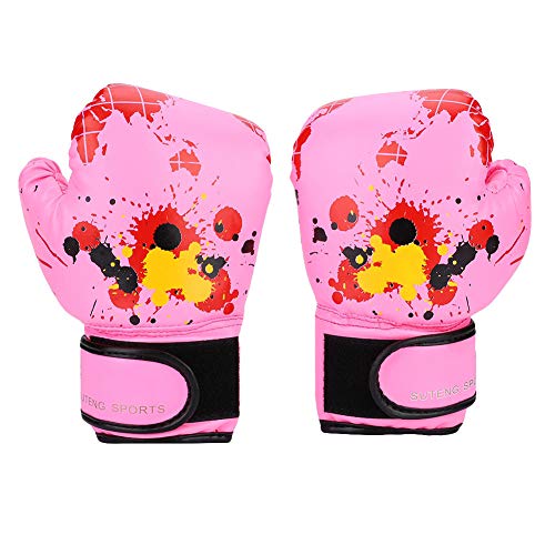 Guantes de Boxeo para Niños de 3 a 12 años Guantes de Boxeo para Entrenamiento y Sparring, Guantes de Saco de Boxeo para MMA, Muay Thai, Sparring, Kickboxing, Rosado