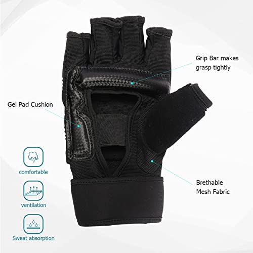 Guantes MMA, LangRay Guantes de Boxeo Kárate Taekwondo Artes Marciales para Adultos y Niños (S, Negro)
