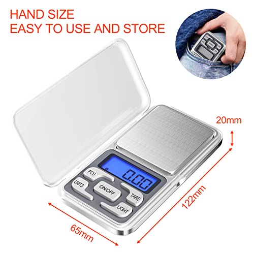 Gvolatee Bascula Precision Digital Profesional, 0.01g-500g, Mini Balanza Cocina Multifunción con Pantalla Led Retroiluminada, Escala de Bolsillo para Alimentos, Joyería, Café,Medicina, Laboratorio