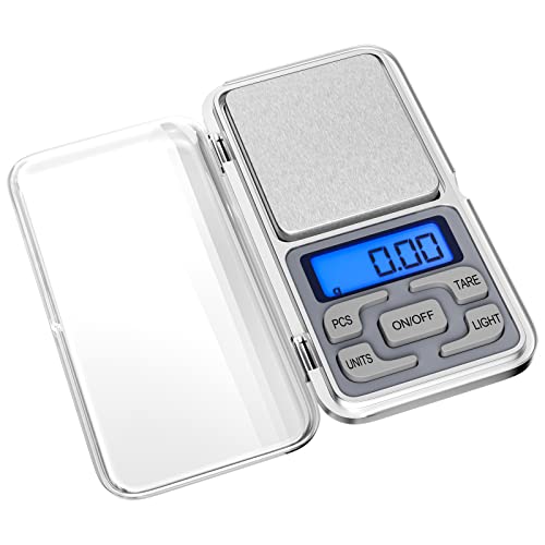 Gvolatee Bascula Precision Digital Profesional, 0.01g-500g, Mini Balanza Cocina Multifunción con Pantalla Led Retroiluminada, Escala de Bolsillo para Alimentos, Joyería, Café,Medicina, Laboratorio