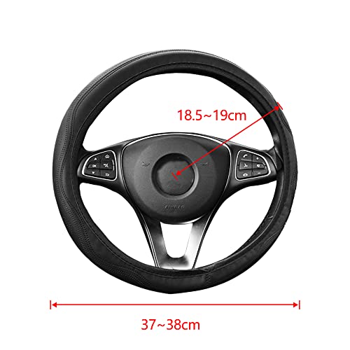 Gvolatee Funda Volante Coche Universal Negro Poli Piel | 37-39 cm Diámetro Exterior | Accesorios Coches Interior Decoracion