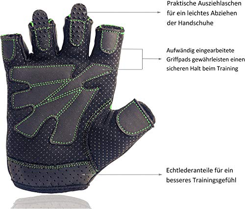 Gym & Gentle Guantes de fitness para mujer – Protección para deportes de fuerza, bicicleta, culturismo, entrenamiento de pesas, gimnasio (verde, M)