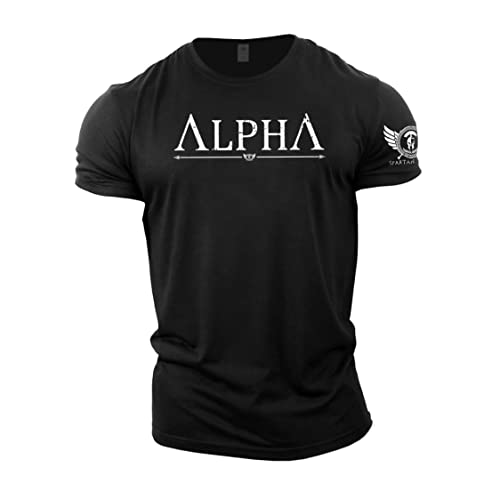 GYMTIER Alpha - Camiseta de gimnasio Spartan Gym para hombre, para culturismo y levantamiento de pesas, Negro, XXL