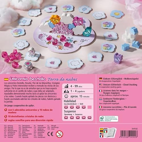 Haba- Juego de mesa, Unicornio Destello - Torre de Nubes, Multicolor (Habermass H304542) , color/modelo surtido