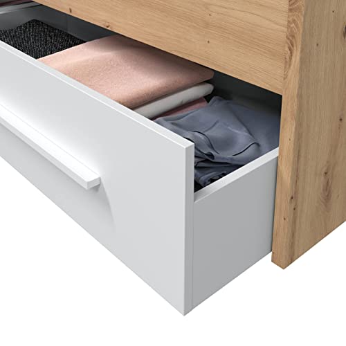 Habitdesign Cama Individual con 2 Cajones, Cama Juvenil, Cama Infantil, Modelo Noa, Acabado en Blanco Artik y Roble Nodi, Medidas: 196 cm (Largo) x 97 cm (Ancho) x 77 cm (Alto)