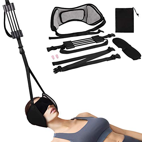 HALOVIE Hamaca de Cuello Masajeador Hamaca para Cuello Relajación Tracción Cervical Alivio del Dolor Estiramiento Masaje Portátil para Hombres y Mujeres con Mascara de Ojo