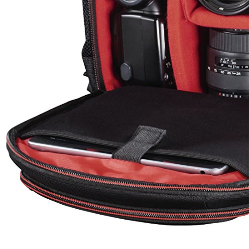 Hama Miami - Mochila para equipo fotográfico (Funda tipo mochila, Universal, Negro, Rojo), 00139856