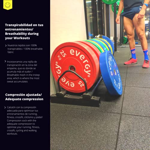 HappyTraining Calcetines Deportivos 100% Técnicos I'm a Superhero Talla M, transpirables, termorreguladores, talón y puntera reforzado, perfectos para running, crossfit, ciclismo, gimnasio, pádel