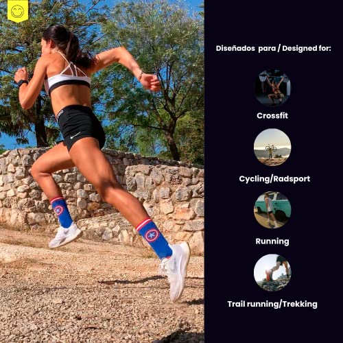 HappyTraining Calcetines Deportivos 100% Técnicos I'm a Superhero Talla M, transpirables, termorreguladores, talón y puntera reforzado, perfectos para running, crossfit, ciclismo, gimnasio, pádel