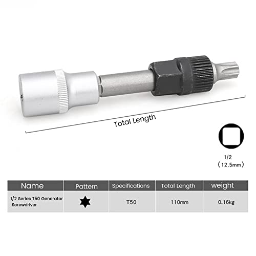 Haptufer Broca de Vaso para Polea de Alternador T50 con Herramienta de 33 Dientes Llave de Vaso para Quitar el Perno Central de la Polea del Alternador