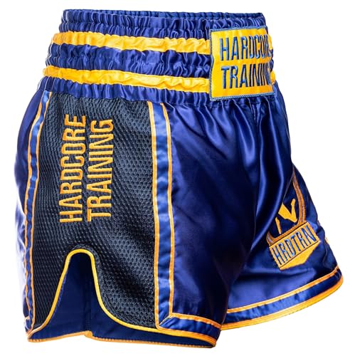Hardcore Training Muay Thai - Pantalones cortos para hombre, color azul, azul, L