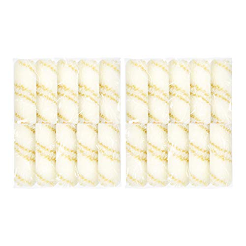 HARDY WORKING TOOLS 20x unidades Recambio Rodillo 10cm, Pelo 12mm, Diámetro 15mm,unidades Recambio Rodillo, Rodillo de color, rodillo lacar, amarillo-blanco