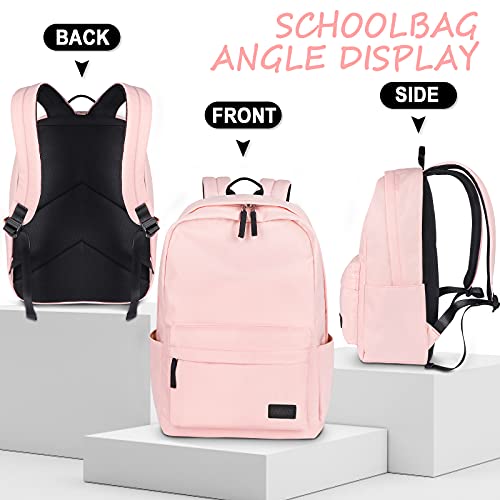HASAGEI Mochila, Mochila Escolar Unisex Juvenil Mochila Backpack Mujer Portátil Bolso Lona Mochila Impermeable Casual Mochila Mochila Portátil Mochila Deportiva Color Sólido (Rosa)