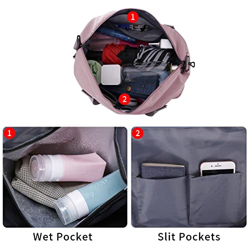 HAWEE Unisex Bolsa de Viaje Grande, de Deporte Impermeable, Gimnasio Mujer Ligero de Equipaje de Mano Hombre Plegable Duffel Bag con Bolsillo Húmedo para Fin de Semana Fitness Natación