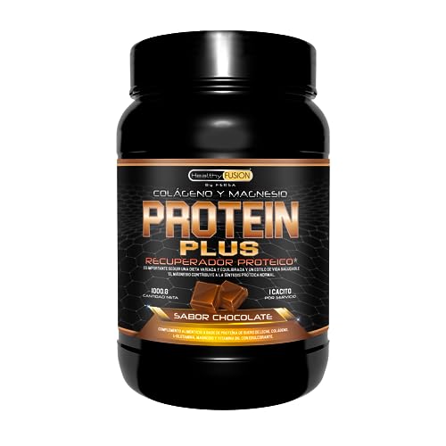 Healthy Fusion Protein Plus | Recuperador muscular a base de Proteína, Colágeno, L-Glutamina, Magnesio y Vitamina B6 | Acelera la recuperación muscular y aumenta la musculatura | Sabor chocolate 1kg