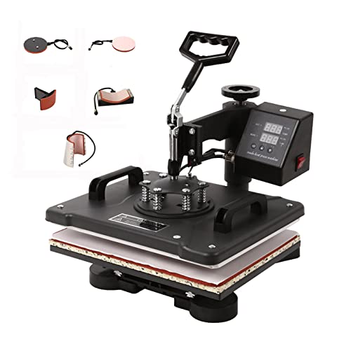 Heat Press Machine Prensa de Calor 30x38cm Máquina de Prensa de Calor Multifuncional 5 en 1Prensa de Transferencia Giratoria de 360 grados para Camiseta Taza Sombrero Tapa (30x38cm 5 en 1)