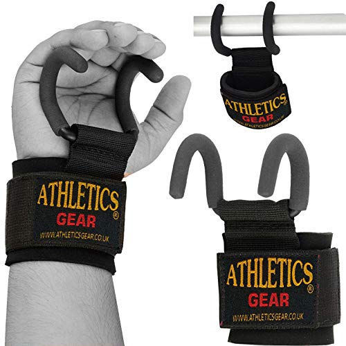 Heavy Duty Pro - Ganchos para levantamiento de pesas (2 unidades), guantes de levantamiento de pesas para levantamiento de pesas, peso muerto, soporte de muñeca (doble gancho)