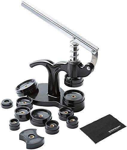 Herramienta de Prensa de Tapa de Reloj, Eventronic Herramienta de Reloj para Cerrar la Tapa Trasera de Reloj con 12 Troqueles, Negro