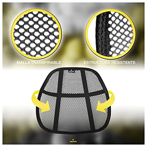 HIBRON SMAMS Respaldo Lumbar para Silla de Oficina o Coche con Malla Super Tensa, Corrige la Postura y Alivia el Dolor Lumbar