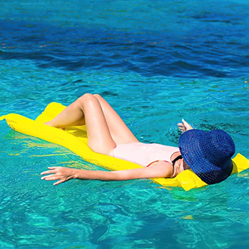 Hillylolly Colchoneta Hinchable Piscina Hamaca Hinchable, Hamaca Piscina Flotante, Colchoneta Flotante, Tumbona Piscina Agua, Tumbona Hinchable de Playa y Piscina 170 * 62 cm (Amarillo)