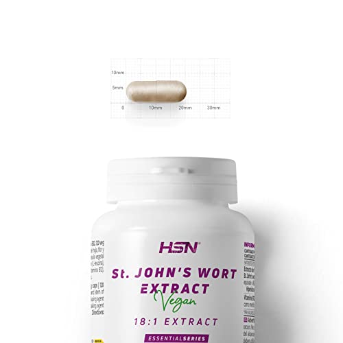 Hipérico Extracto de Hierba San Juan 900 MG - Hypericum perforatum - de HSN | 120 Cápsulas Vegetales 16 Gramos Equivalencia hoja, flor y tallo por Dosis Diaria | No-GMO, Vegano, Sin Gluten