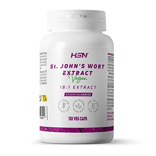 Hipérico Extracto de Hierba San Juan 900 MG - Hypericum perforatum - de HSN | 120 Cápsulas Vegetales 16 Gramos Equivalencia hoja, flor y tallo por Dosis Diaria | No-GMO, Vegano, Sin Gluten
