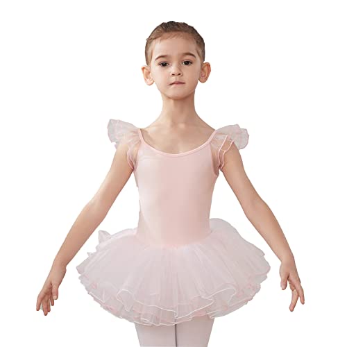 HIPPOSEUS Niña Maillot de Danza Tutú Vestido de Ballet Gimnasia Leotardo Body Clásico para Niñas Body Traje de Baile,Y04-Rosa Claro,11-12 Años