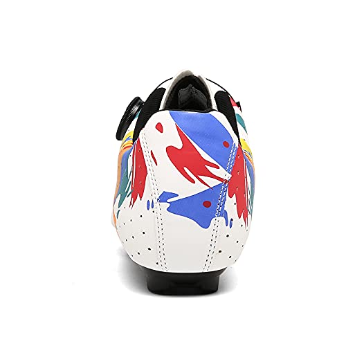 Hixingo Zapatilla de Ciclismo Hombre, Mujer Graffiti Colorido Impresión Zapatos Bicicleta de Montaña Exterior MTB Compatibles con SPD Lock System, Zapatillas de Ciclismo Unisex Adulto