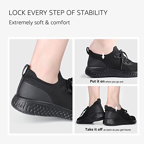 HKR Zapatillas para Correr de Carretera Mujer Comodos Malla Ligera para Fitness Trabajar Negras 38 EU