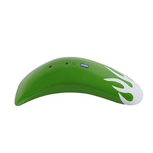 HMParts Pocket Bike Mini Cross Guardabarros Flame Verde-Blanco Delant.
