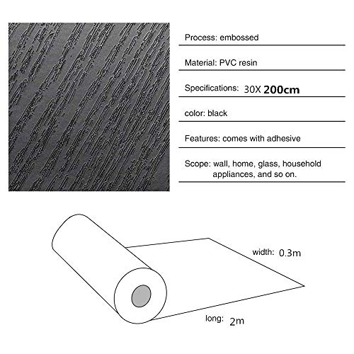 Hode Vinilo Adhesivo Negro Madera 30X200cm, Papel Adhesivo para Muebles, Revestimiento Muebles Efecto Madera, Vinilo Adhesivos Decorativo para Muebles, Encimera, Cocina